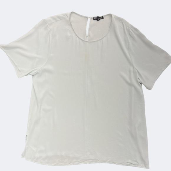 Eileen Fisher Shirt Womens Ex-Large Light Green Silk Short Sleeve Keyhole Back - Picture 5 of 9